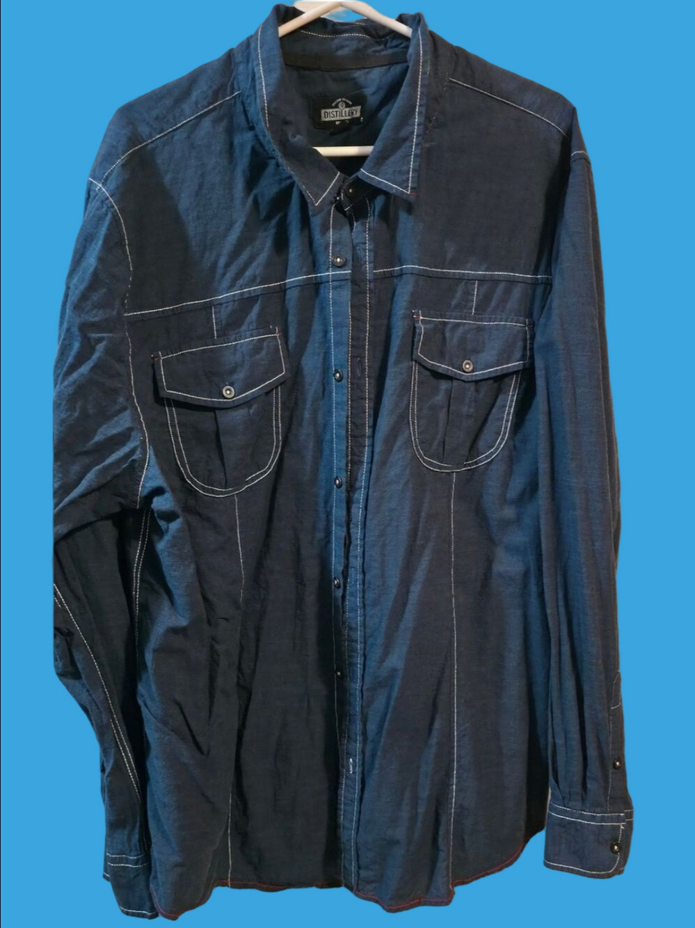 4/$67 Deal! Distillery Men's Soft Blue Casual Button-Down Shirt